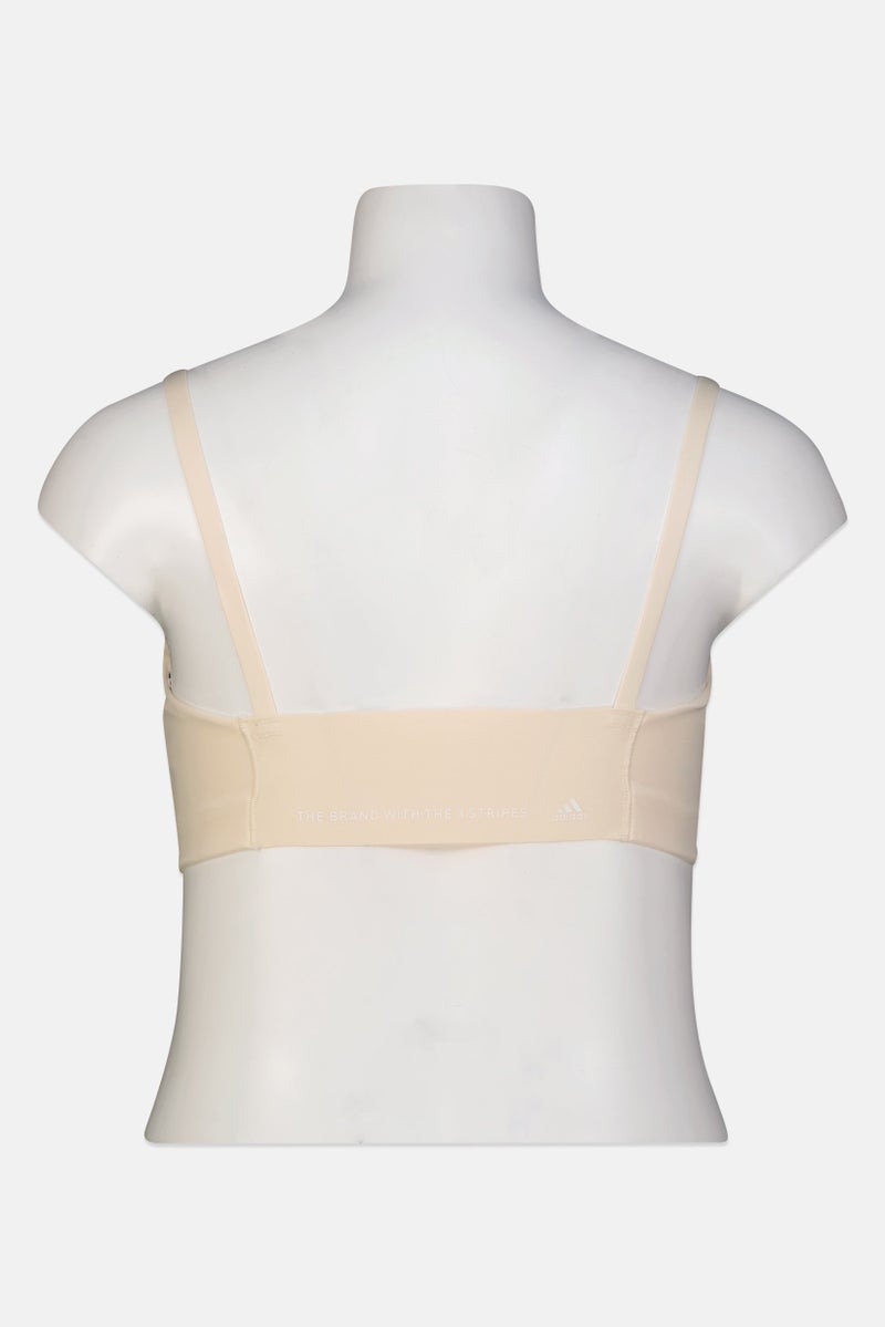 Adidas Women Brand Logo Padded Sports Bra, Cream - Image 3